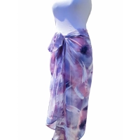 Wzorzysta spódnica plażowa chusta PAREO L/XL fioletowe mazaje